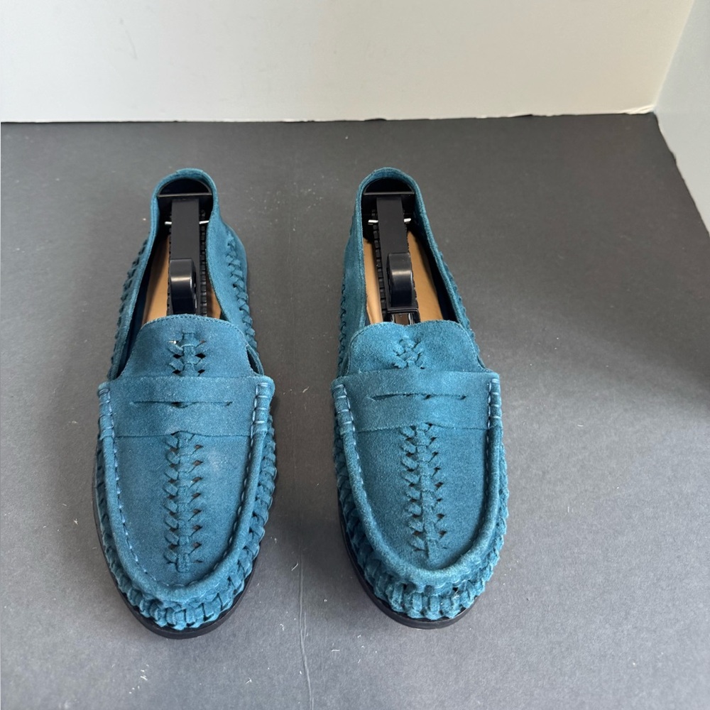 NWOT Anthropologie Pilcro Vibrant Blue Suede Woven Loafers. Size 8 - Picture 5 of 15